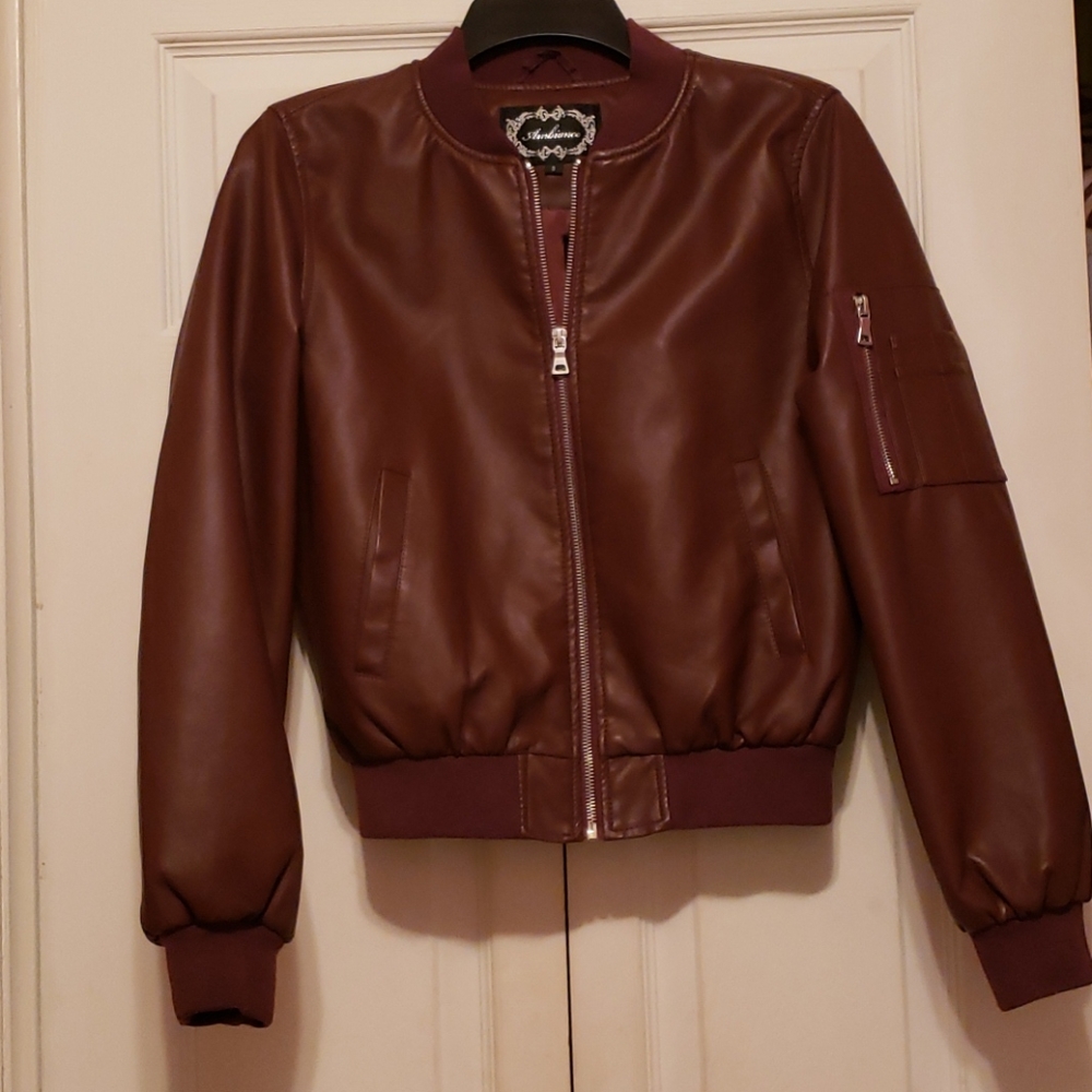 Faux Leather Bomber Jacket